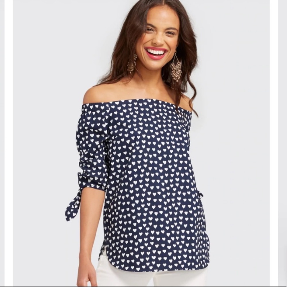Draper James Heart Field Lennox Off-Shoulder Cotton Top
